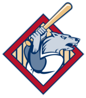 Wild dog or wolf playing baseball batting bat png