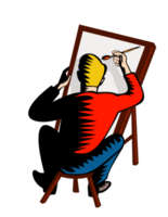 Artist painter painting on canvas png