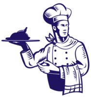 chef cook with roast chicken png