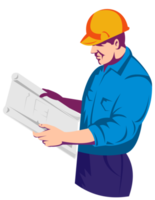 construction worker engineer with building plan png