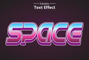 efecto de texto espacial con color púrpura editable para logotipo. vector