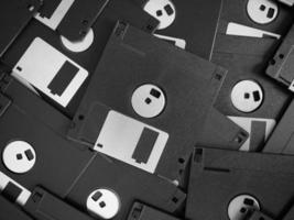 magnetic disc aka diskette in black and white photo