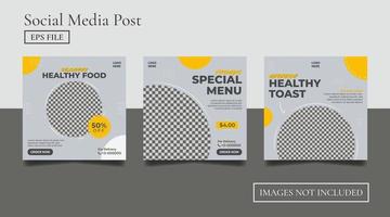 Food Social Media Banner Post Template Design For vector