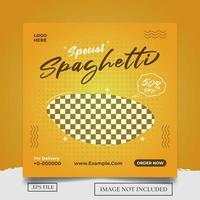 Food Social Media Banner Post Template Design For Spaghetti Menu vector