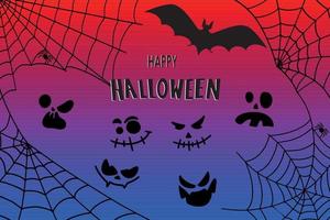 A bat, a net and scary eyes. Halloween background vector