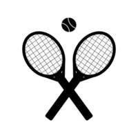 raquetas de tenis y una pelota. icono de tenis y pelota en estilo plano de moda, resaltado en un fondo blanco. un símbolo deportivo para su diseño web, logotipo, interfaz de usuario. ilustración vectorial vector