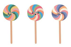 Set of multicolored colorful lollipops. . Vector illustration in a flat style