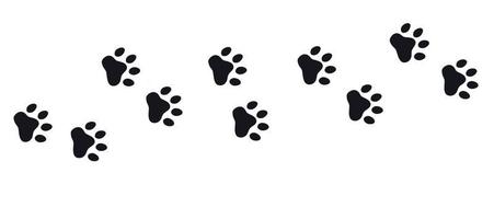 Silhouette of cat paws. Paw prints. The dog and cat puppy icon. Traces of a pet. The puppy's paws are highlighted on a white background. vector