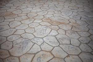 Tiles of different shapes on road. Tiles are laid on floor. Interior details. photo