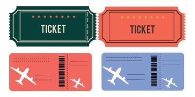 Vector illustration of ticket icon in flat style. A set of tickets isolated on a white background