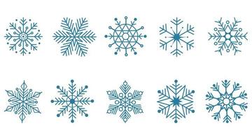 Snowflake icons set. Editable vector pictogram isolated on white background. Trendy contour symbols for mobile apps and website design. Premium icon pack in trendy line style