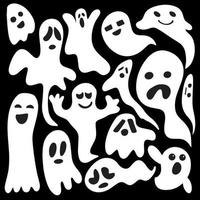 conjunto de fantasmas de halloween. vista previa del elemento de ilustración de la fiesta de halloween fantasma blanco. fantasmas con cara de miedo. vector