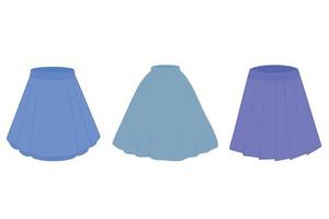 A set of blue skirts. Vector illustration isolated on white background.