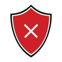 Red shield with a cross. Icon for protection and security. Vector illustration