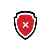 Red shield with a cross. Icon for protection and security. Vector illustration