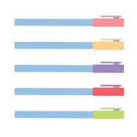 A set of multi-colored pens. Vector illustration isolated on white background.