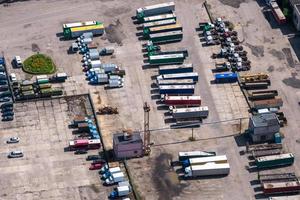 aerial view on old truck parking photo