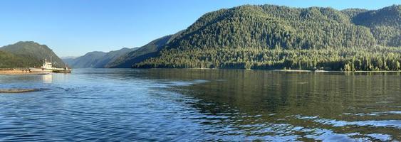 Lake Teletskoye at sunset. Altai, Russia. photo