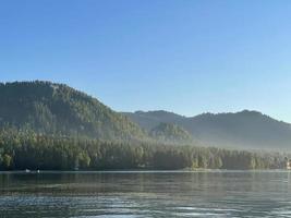 Lake Teletskoye at sunset. Altai, Russia. photo