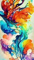 Artistic rainbow colors splash watercolor background. Bright 3D illustration photo