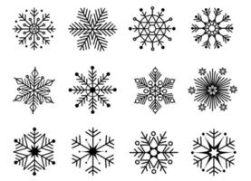 Snowflake icons set. Editable vector pictogram isolated on white background. Trendy contour symbols for mobile apps and website design. Premium icon pack in trendy line style
