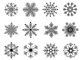 Snowflake icons set. Editable vector pictogram isolated on white background. Trendy contour symbols for mobile apps and website design. Premium icon pack in trendy line style