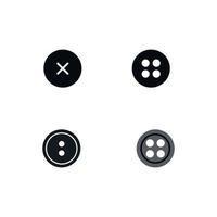 Set of 4 buttons for clothes. Black and white icons of buttons. Vector illustration