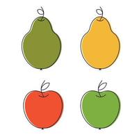 Apple and pear icons on white background vector