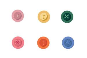 A set of 6 multi-colored buttons for clothes. Vector illustration on a white background.