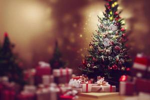 Many presents around the Christmas tree 3D illustration photo