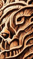 Mayan style abstract lion wood texture 3D illustration photo