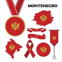 Elements Collection With The Flag of Montenegro Design Template vector