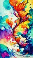 Artistic rainbow colors splash watercolor background. Bright 3D illustration photo