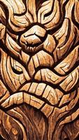 Mayan abstract lion wood texture 3D illustration photo