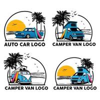 vector de ilustración de conjunto de logotipo de camión y autocaravana