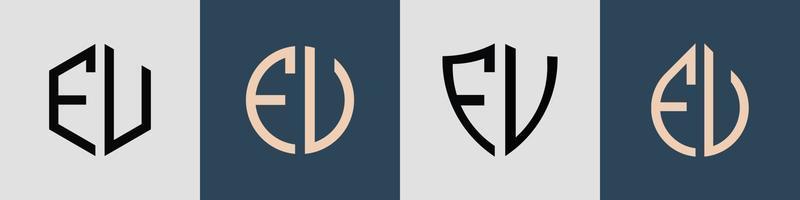 Creative simple Initial Letters FU Logo Designs Bundle. vector