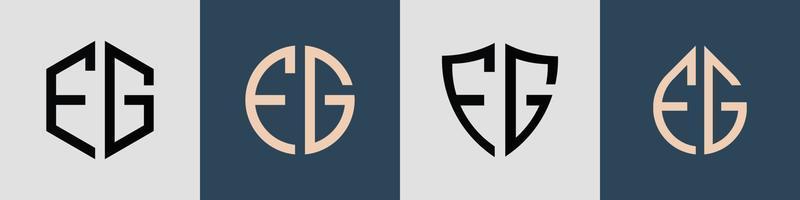 Creative simple Initial Letters FG Logo Designs Bundle. vector