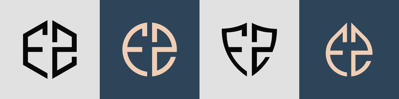 Creative simple Initial Letters FZ Logo Designs Bundle.