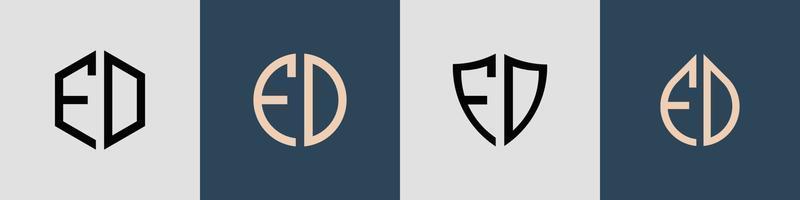 paquete de diseños de logotipos fd con letras iniciales simples y creativas. vector