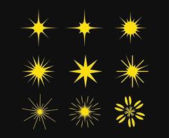 Flat sparkling star set vector