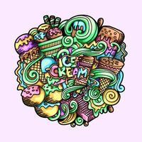 Ilustración de diseño de elementos de vector de doodle de helado