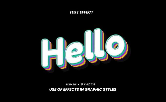Text Effect - Hello with Retro Theme and Editable Via Graphic Style Settings