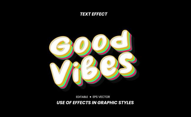 Text Effect - Good Vibes with Retro Theme and can be edited Via Graphic Style Settings