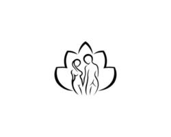 Man And Women Naked art Beauty Body Logo Design with Lotus Flower Symbol Vector Template.