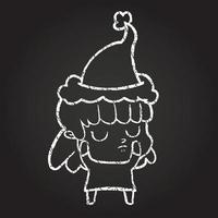 Christmas Woman Chalk Drawing vector