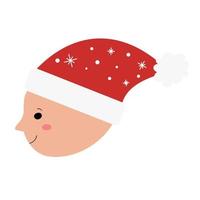 Face of a boy in a Christmas hat in profile vector