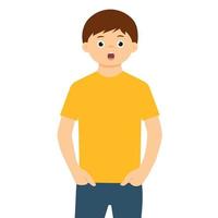 The portrait  of suprised boy in flat style. Human emotions. Vector illustration isolated on white background