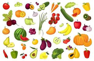 set of vegetables and fruits vector