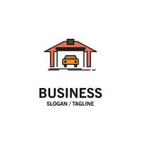 Garage Building Car Construction Business Logo Template Flat Color vector