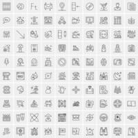 conjunto de 100 iconos de línea de negocios creativos vector